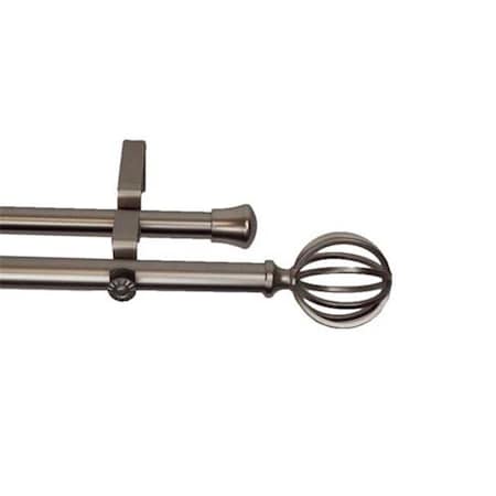 Central Design Central Design 4762-995 Crate 0.81 in. Double Curtain Rod; 120-170 in. - Satin Nickel 4762-995